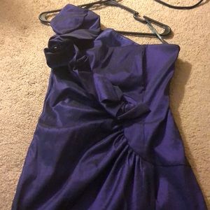 Ruffles one shoulder cocktail dress